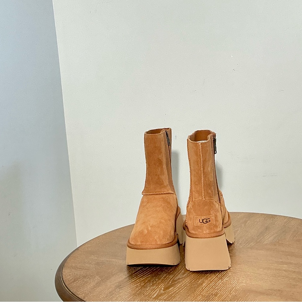 UGG Women's Classic Twin Seam New Heights Chestnut Suede Platform Boots US7/9/10 - Picture 7 of 8